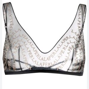 NWT La Perla Logo Motion Sheer Bra in Black. Size Large.